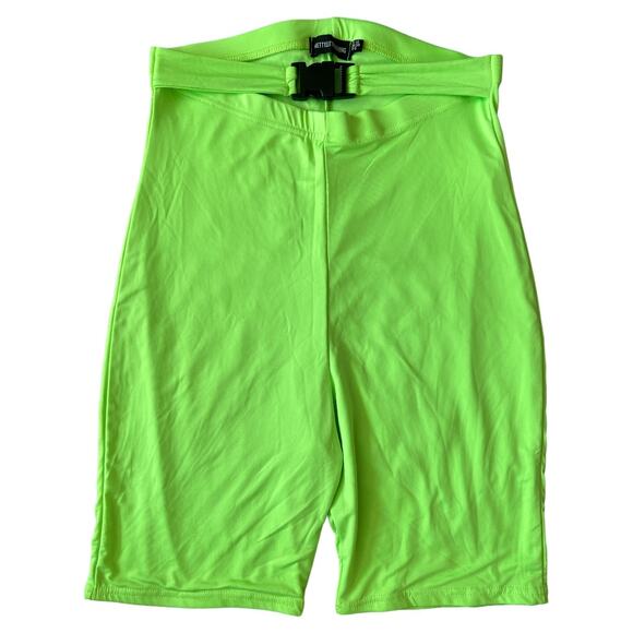 Pretty Little Thing Shape Neon Lime Buckle Cycle Shorts, US6 - Picture 1 of 4